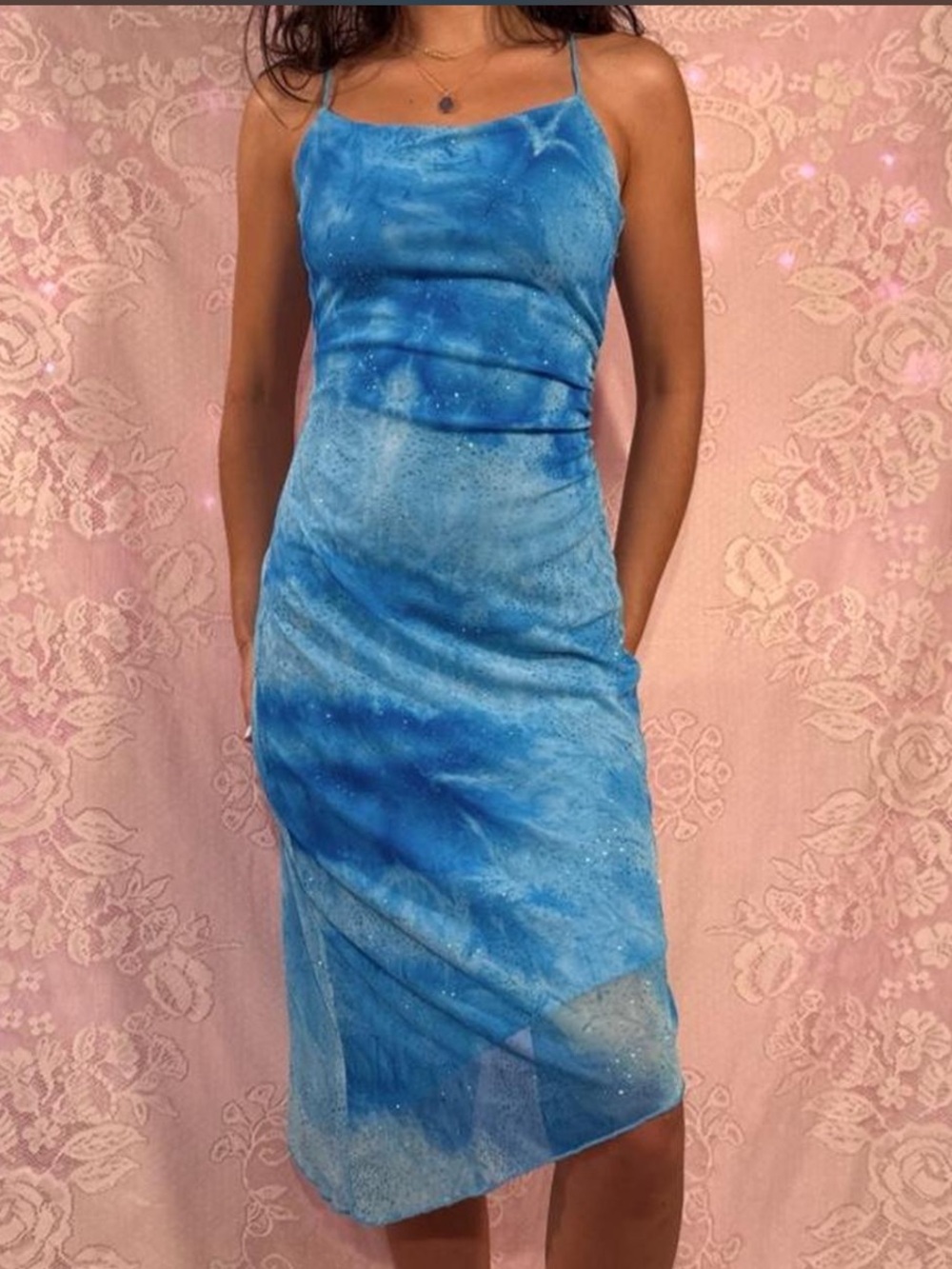 Vintage Blue tie-dye midi dress